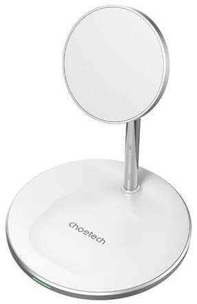 Belaidis įkroviklis Choetech T581 2in1, USB-C/2 x Qi Wireless, balta, 15 W