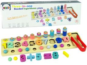 Medinė lenta su skaičiais Lean Toys Beaded Logarithmic Plate 3in1, 7 cm, įvairių spalvų