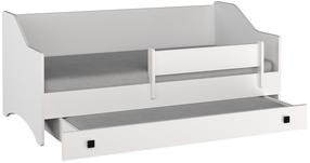 Vaikiška lova viengulė su ištraukiama papildoma lova ADRK Naomi II, balta/pilka, 80 x 160 cm, be patalynės dėžės, su čiužiniu