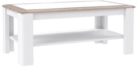 Kavos staliukas Forte Canne, balta/sonoma ąžuolo, 110 cm x 60.1 cm x 45.5 cm