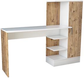 Rašomasis stalas su lentyna Kalune Design CT2 - AW, rudas/baltas