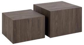 Kavos staliukų komplektas DICE, rudas, 50 - 58 cm x 58 cm x 40 cm, 2 vnt.