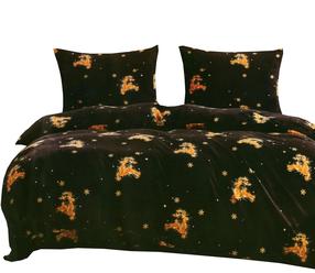 Kalėdinis patalynės užvalkalų komplektas PEKA-06, aukso/juoda, 200 x 220 cm