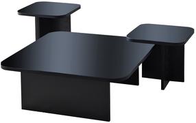 Kavos staliukų komplektas Kalune Design Jazz, juodas/pilkas, 80 cm x 80 cm x 30 cm, 3 vnt.