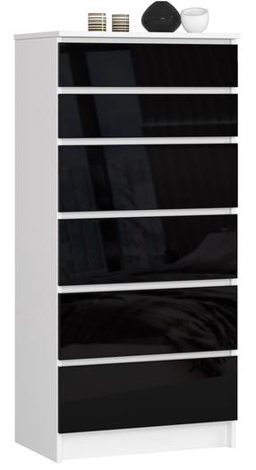 Stalčių blokai Akord K60 6SZ, balta/juoda, 40 cm x 60 cm x 130 cm