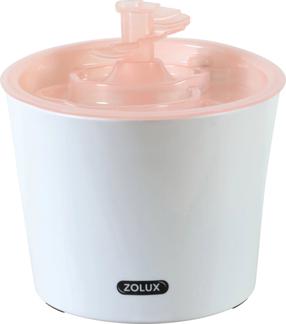 Gertuvė - fontanėlis Zolux Calypso, 3 l, 22.6 cm x 18.8 cm x 19.3 cm, balta/rožinė