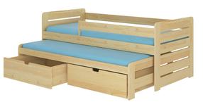 Vaikiška lova viengulė su ištraukiama papildoma lova ADRK Tomi, rusva, 80 x 180 cm, su patalynės dėže, be čiužinio