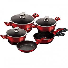 Puodų ir keptuvių rinkinys, su priedais Berlinger Haus Metallic Line Burgundy Edition BH-1632