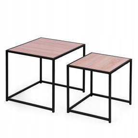 Kavos staliukų komplektas ModernHome, rudas/juodas, 50 cm x 50 cm x 45 cm, 2 vnt.