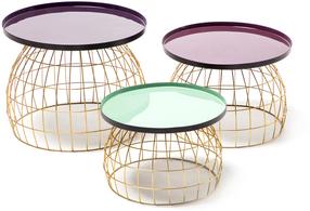 Kavos staliukų komplektas Kayoom Laudatio 260, šviesiai žalia/violetinė, 40 - 50 cm x 45 cm x 26 - 42 cm, 3 vnt.
