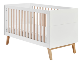 Kūdikio lovytė viengulė Pinio Swing 034-011-310, balta/medžio, 70 x 140 cm, be patalynės dėžės, be čiužinio