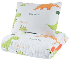 Vaikiškas patalynės užvalkalų komplektas Mijolnir Dinolar 162ELR8292, balta/žalia/įvairių spalvų, 225 x 240 cm