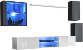 Svetainės baldų komplektas ASM Switch XXIII, vidaus, balta/grafito/tamsiai pilka