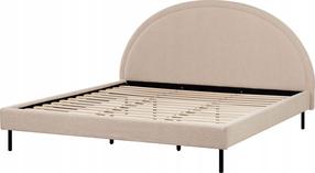 Lova dvigulė Beliani Margut, 180 x 200 cm, smėlio, be čiužinio, su grotelėmis