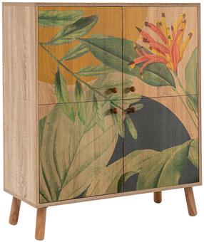 Spintelė Kalune Design Multi Purpose Saka, geltona/sonoma ąžuolo/žalia, 36 cm x 95 cm x 111 cm