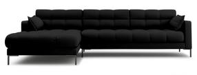 Kampinė sofa Micadoni Home Mamaia Structured, juoda, kairinė, 293 x 185 cm x 75 cm