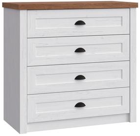 Komoda Gala Meble Prowansja K4, ruda/balta, 43 cm x 88 cm x 88 cm