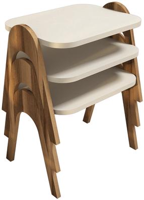 Kavos staliukas Kalune Design Paris, kreminė/riešuto, 35.5 cm x 48.6 cm x 42 - 72 cm