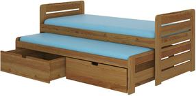 Vaikiška lova viengulė su ištraukiama papildoma lova ADRK Tomi, ąžuolo, 80 x 180 cm, su patalynės dėže, be čiužinio
