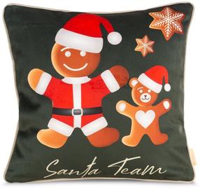 Kalėdinis dekoratyvinės pagalvėlės užvalkalas Gingerbreads PSWA-156, raudona/smėlio/žalia, 45 cm x 45 cm