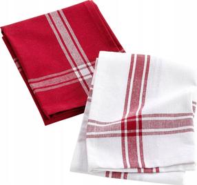  Virtuvinių rankšluosčių rinkinys Douceur d`Interieur Cuisiline, baltas/raudonas, 70 cm x 50 cm, 2 vnt.