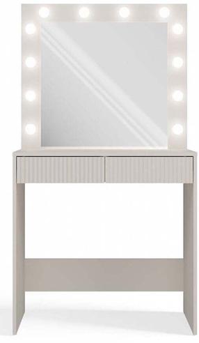 Kosmetinis staliukas Marina 2S Slim, šviesiai rožinė, 81 cm x 50 cm x 80 cm, su veidrodžiu