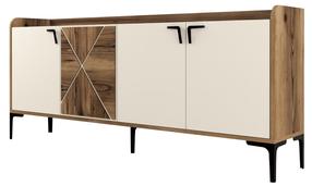 Komoda Kalune Design Venedik 845HCT5312, kreminė/riešuto, 35 cm x 180 cm x 78 cm