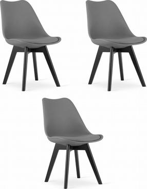 Kėdžių rinkinys Leobert Mark, matinė, grafito, 43 cm x 49 cm x 82 cm, 3 vnt.