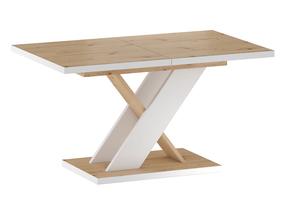 Valgomojo stalas išskleidžiamas Eryk, balta/wotan ąžuolo, 138 - 178 cm x 85 cm x 76 cm