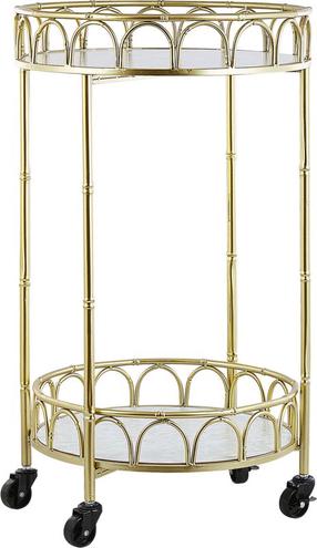 Metalinė lentyna ant ratukų Beliani Shafter, aukso/balta, 48 cm x 48 cm x 80 cm