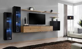 Svetainės baldų komplektas ASM Switch XI L, vidaus, rudas/juodas