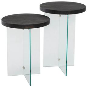 Kavos staliukų komplektas Kalune Design Serenity, antracito/skaidri, 35 cm x 35 cm x 46 - 51 cm, 2 vnt.