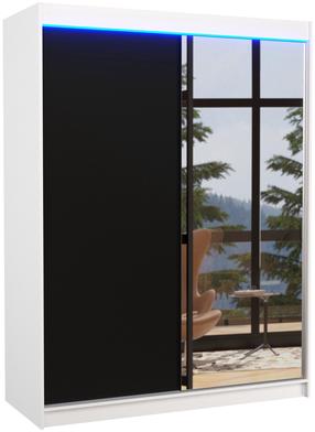 Spinta ADRK Jordi, balta, 150 cm x 58 cm x 200 cm, su veidrodžiu