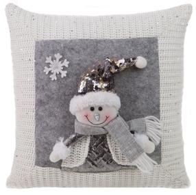 Kalėdinis dekoratyvinės pagalvėlės užvalkalas PSWA-117, balta/sidabro, 40 cm x 40 cm