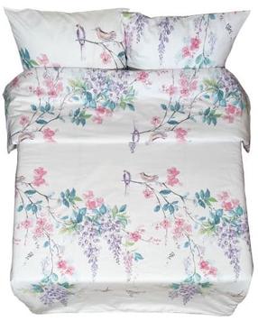 Antklodės užvalkalas Rustilė Birdie 6580, balta/žalia/rožinė, 180 cm x 215 cm