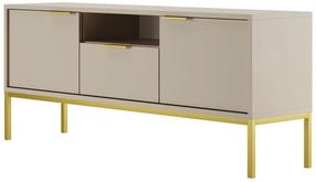 TV staliukas Kocot Kids Austin 135, aukso/smėlio, 135 cm x 33 cm x 56.4 cm