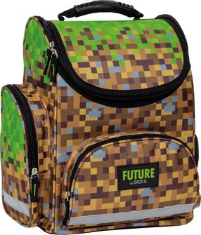 Mokyklinė kuprinė Derform MB 29, ruda/žalia, 16 cm x 27 cm x 37 cm