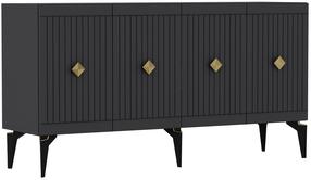 Komoda Kalune Design Midas 475OLV1750, antracito/aukso, 150 cm x 40 cm x 79 cm