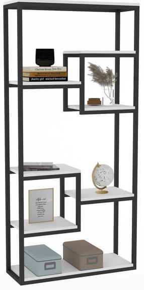 Pastatoma lentyna Kalune Design Emina 835PUQ3671, balta/juoda, 29 cm x 85 cm x 182 cm