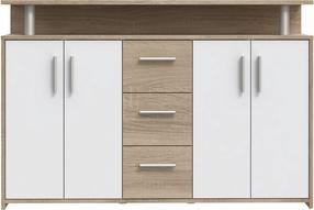 Komoda Forte NCRK251-Q45F, balta/rusva, 132 cm x 34.8 cm x 88.5 cm