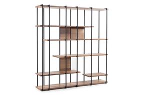 Knygų lentyna Kalune Design Cooper, riešuto, 170 cm x 35 cm x 180 cm