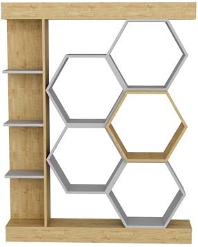 Pastatoma lentyna Kalune Design Sueno 322RTC1111, ąžuolo/balta, 140 cm x 29.6 cm x 177.4 cm