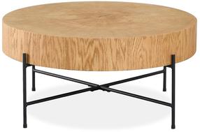 Kavos staliukas Home4you Castino, ąžuolo/juoda, 75 cm x 75 cm x 36 cm