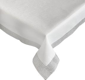 Staltiesė stačiakampė OHE01-1, balta/sidabro, 130 x 180 cm