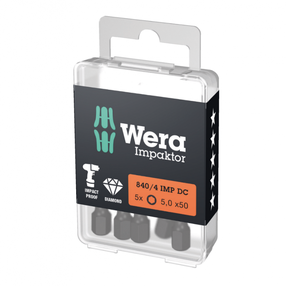 Atsuktuvų antgalių komplektas Wera 840/4 IMP DC, SW5, 50 mm, 1/4"