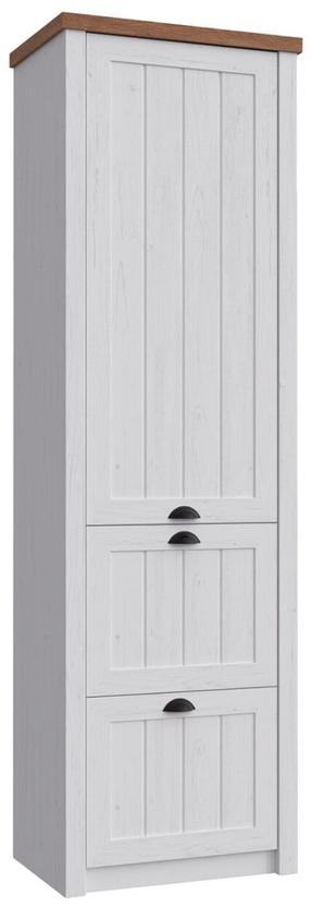 Spinta Gala Meble Provence S1D2S, balta/pušies, 42 cm x 61 cm x 205 cm