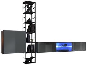 Svetainės baldų komplektas ASM Switch M6, vidaus, juodas/grafito