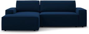 Kampinė sofa - lova Micadoni Jodie Bluvel 86, mėlyna, kairinė, 246 x 151 cm x 86 cm