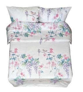 Patalynės užvalkalų komplektas Rustilė Birdie 6580, balta/rožinė/turkio, 135 x 200 cm