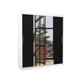 Spinta ADRK Dallas 180, skaidri/balta/juoda, 58 cm x 180 cm x 215 cm, su veidrodžiu